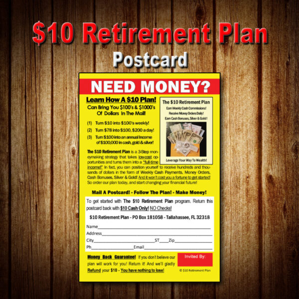 $10 Retirement Plan Postcard