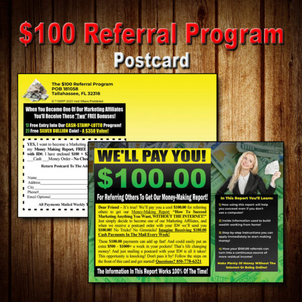 $100 Referral Program Postcard