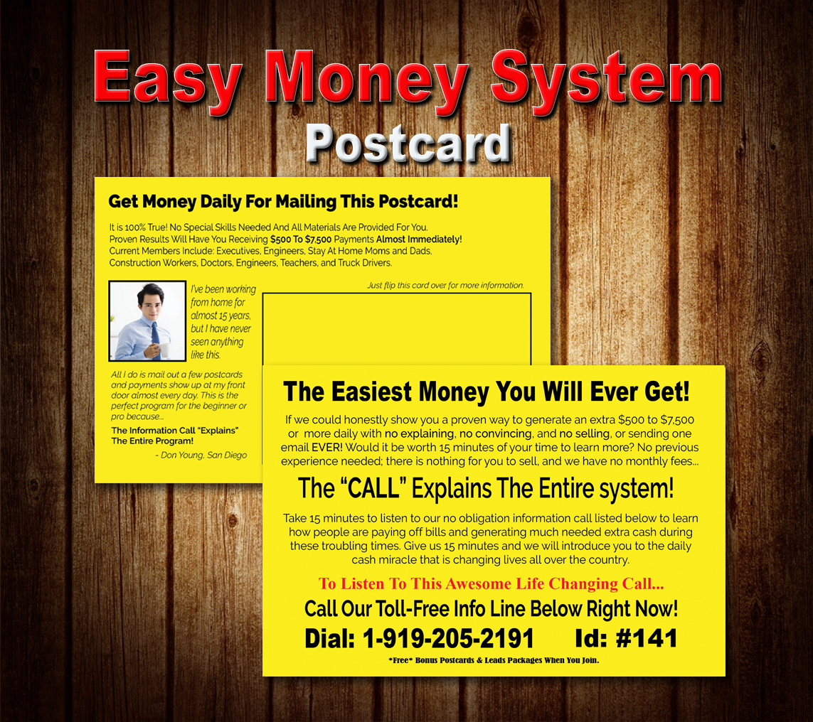 Easy Money System Postcard #1