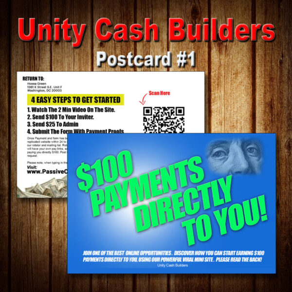 Unity Cash Builders Postcard #1