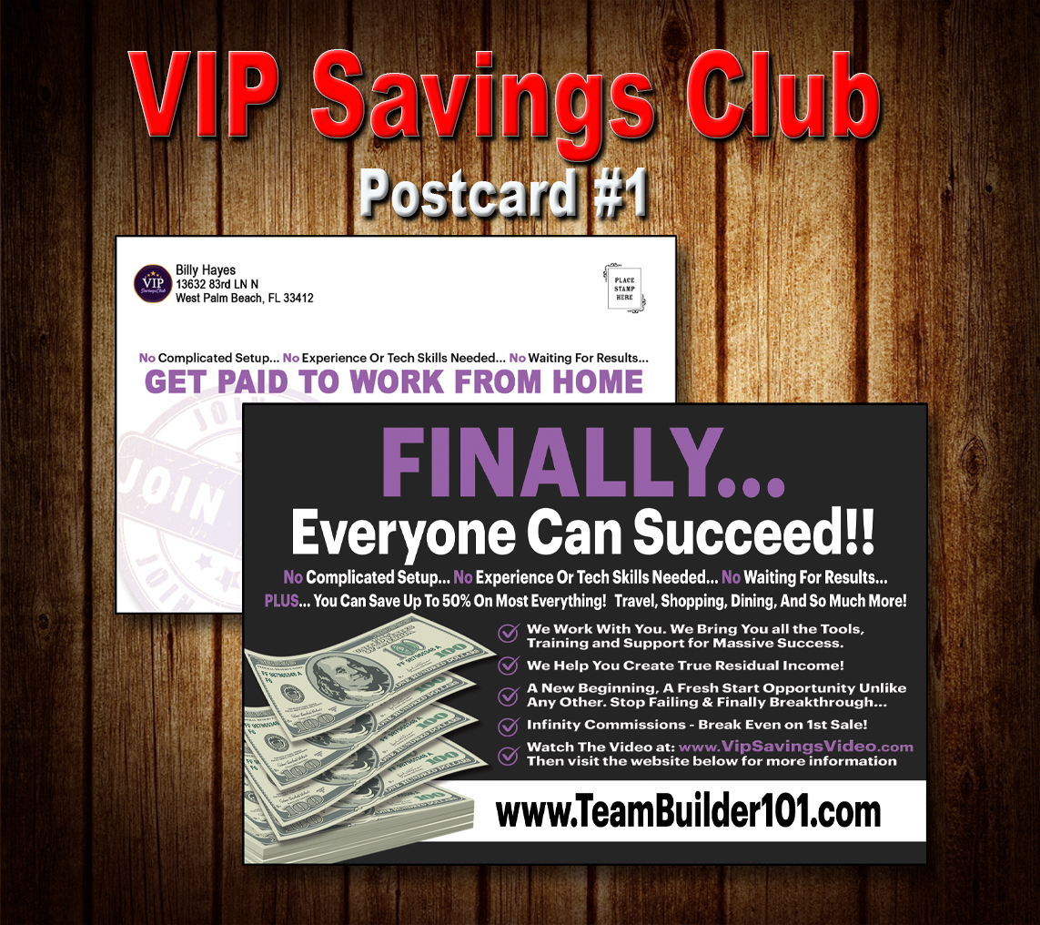 VIP Savings Club Postcard #1